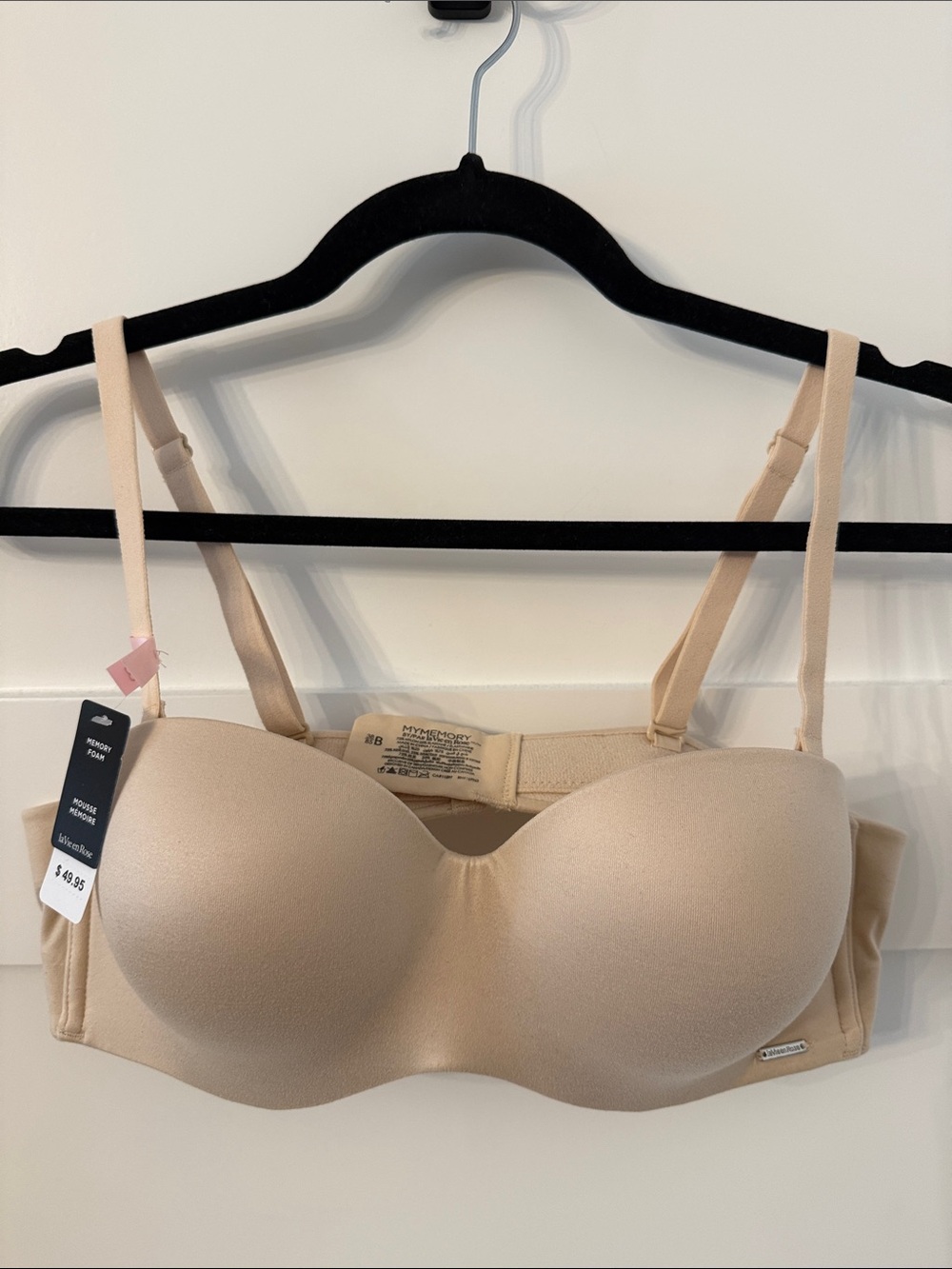 NWT la Vie en Rose Strapless Nude T-Shirt Bra 38 B MYMEMORY memory foam